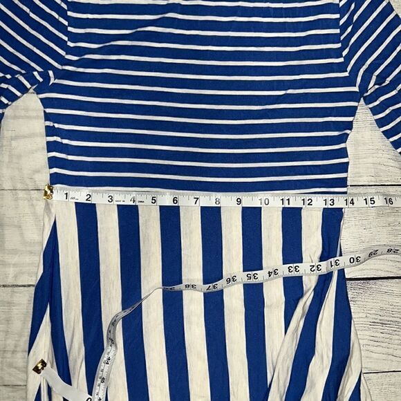 Matilda Jane Clothing MJ Blue White The Road Ahead Elbow-Sleeve Maxi Dress sz S - Picture 6 of 8